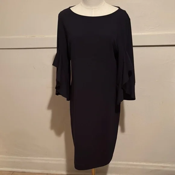 Neiman Marcus | Dresses | Neiman Marcus Black Ruffled Sheath Dress |  Poshmark